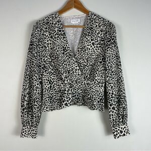 Lovers‎ + Friends Leopard Print Faux Wrap Long Sleeves Crop Top Size S